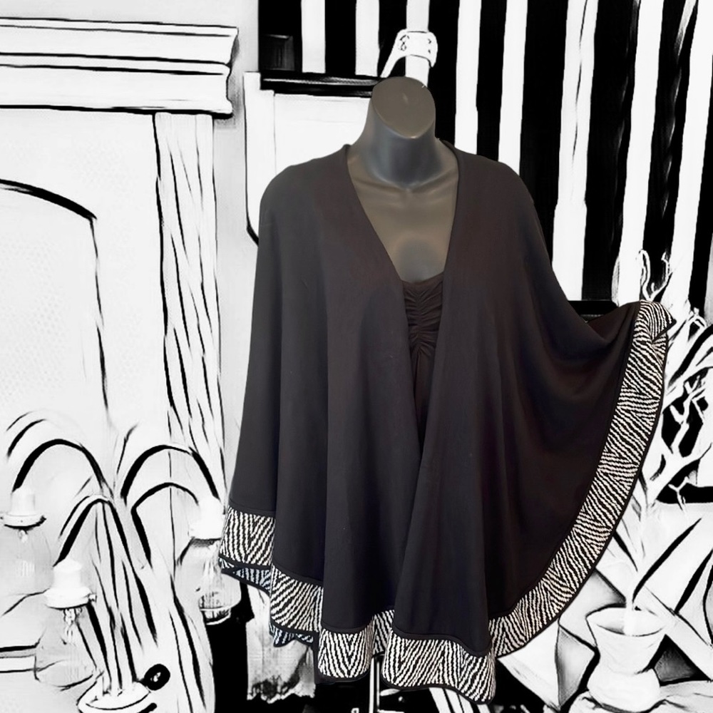 Shannon Girl Softest Cape, Capelet, Poncho, Wrap With Incredible Zebra Trim